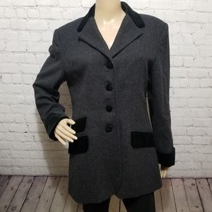 Maurices 100% Wool  Velvet Trimmed Jacket Blazer